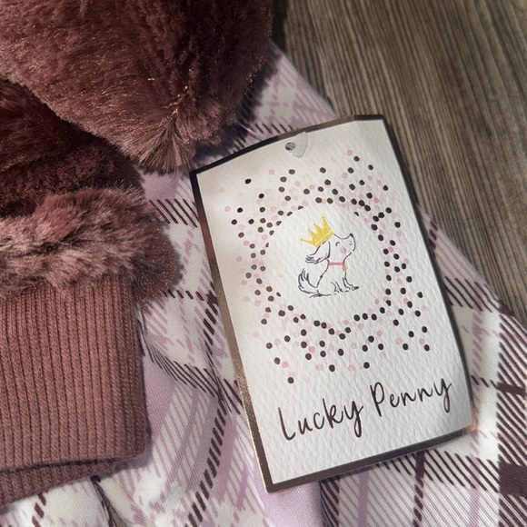 Lucky penny set Plush Burgundy brown Sweater Plaid Leggings headband NEW 2t - Picture 6 of 6